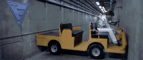 Austin Powers stuck doing an endless three-point turn