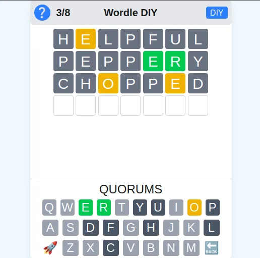 Screenshot of Wordle DIY